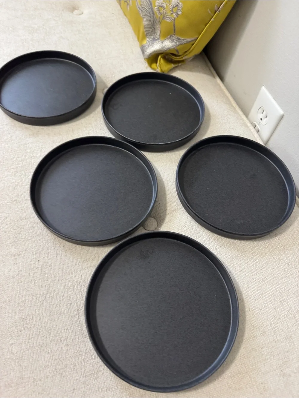 Pottery Barn Blackish Gray Round Serving Trays - Set of 5